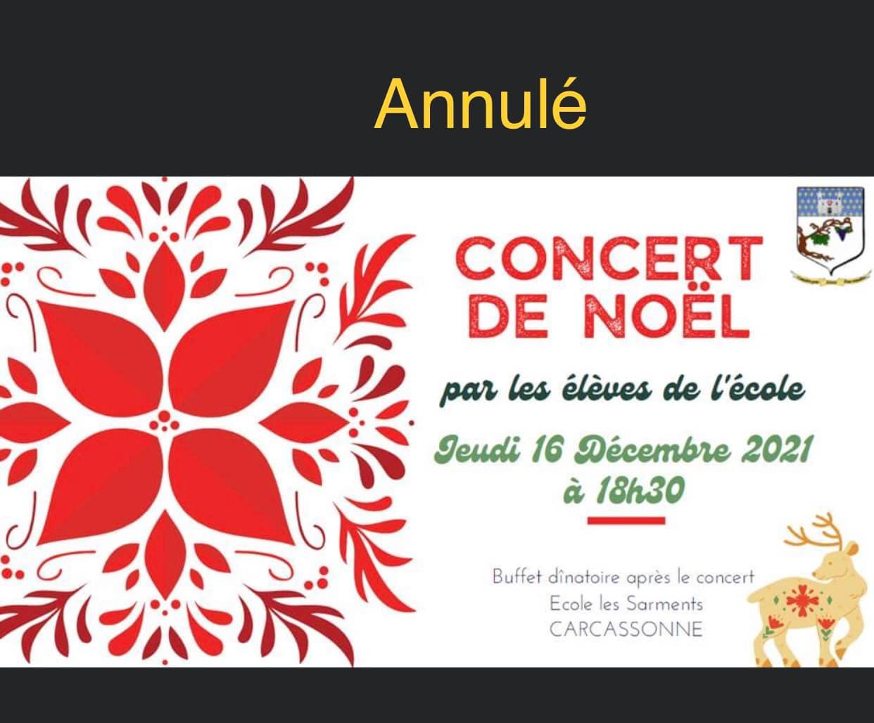 [Annulé] Concert de Noël par les élèves de l'école de Carcassonne - Jeudi 16 Décembre 2021 à 18h30